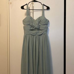 Beautiful long seafoam green bridesmaids dress